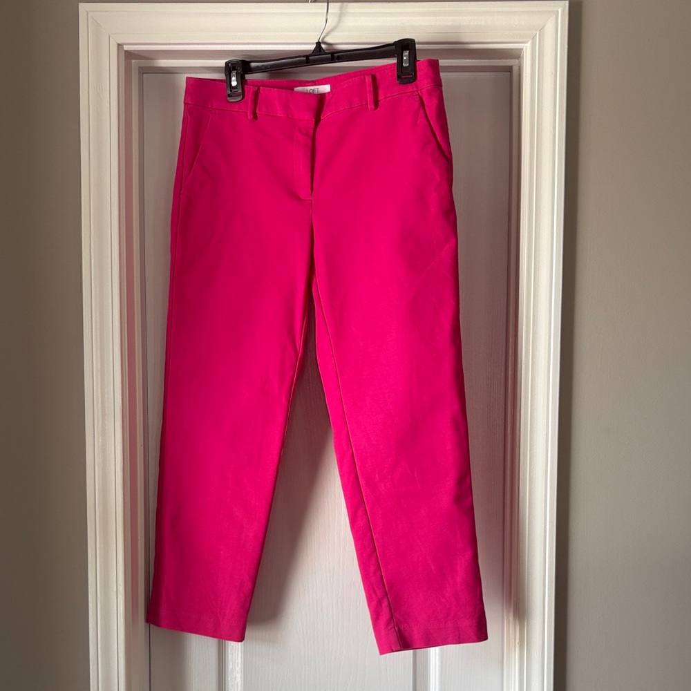 LOFT Riviera Slim Ankle Length Pants, Sz 6, Fuschia Pink